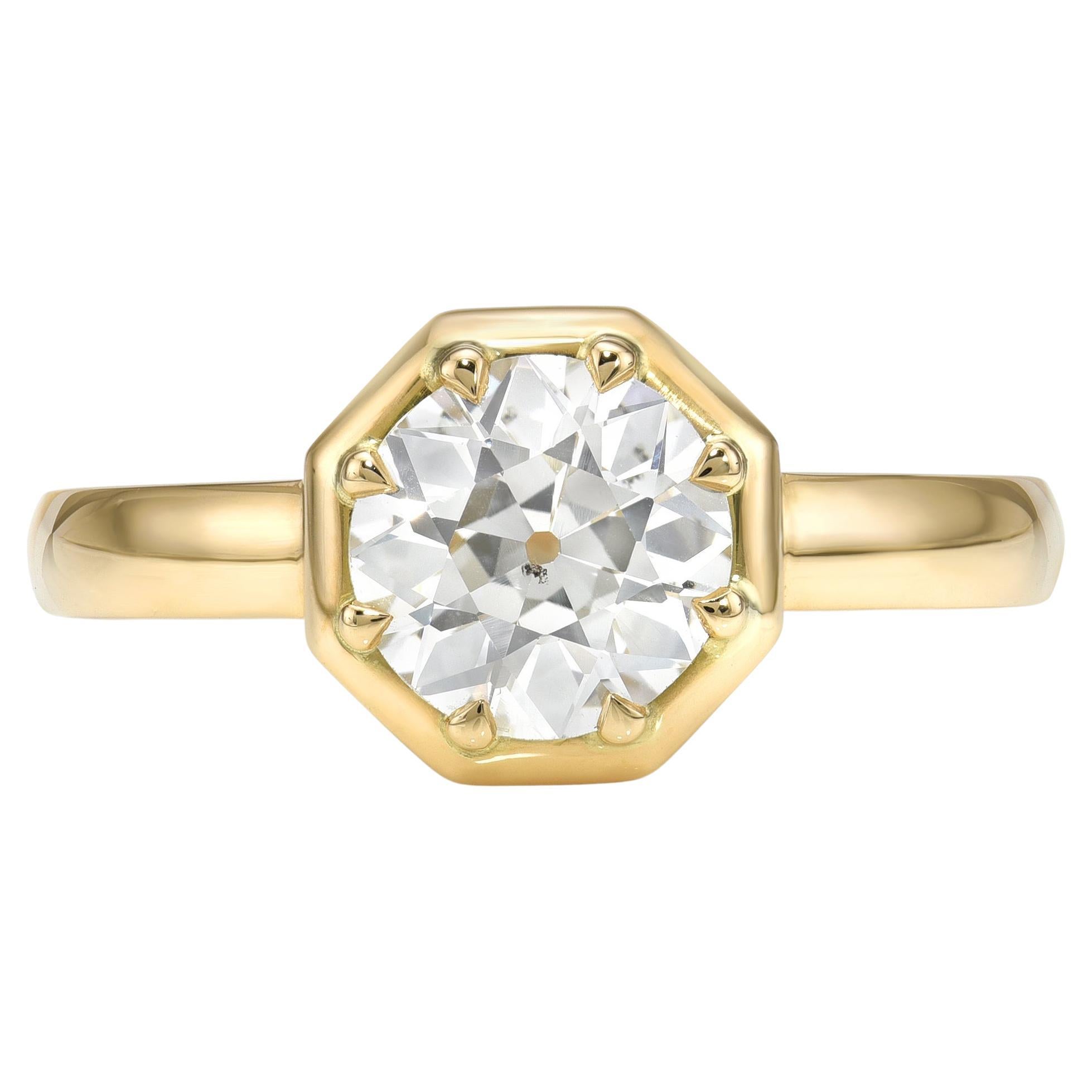 Handgefertigter Lola Diamantring mit alteuropäischem Schliff von Single Stone im Angebot