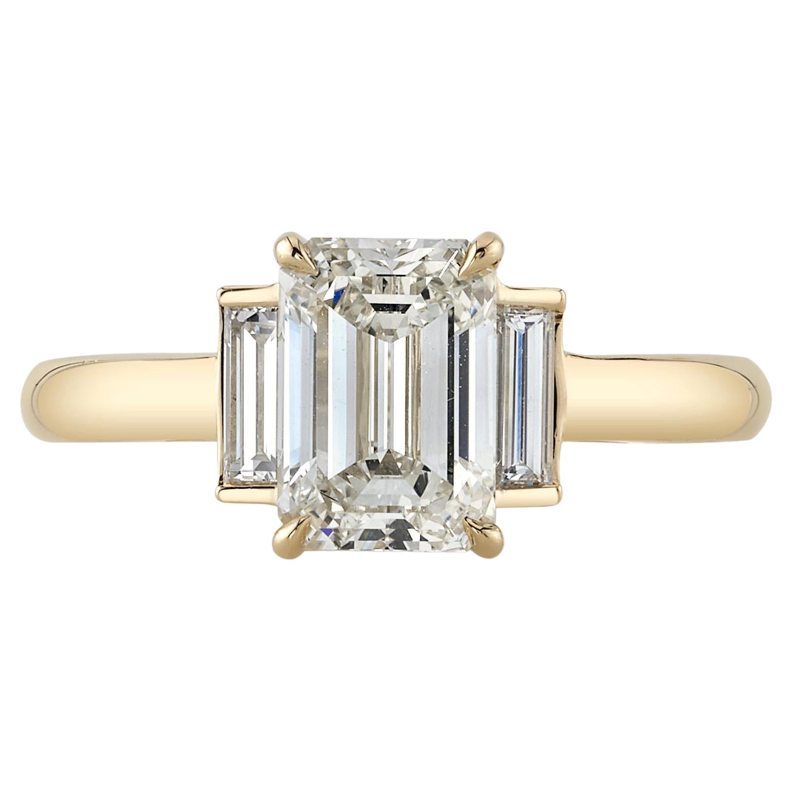 Handgefertigter Londoner Diamantring mit Smaragdschliff von Single Stone im Angebot