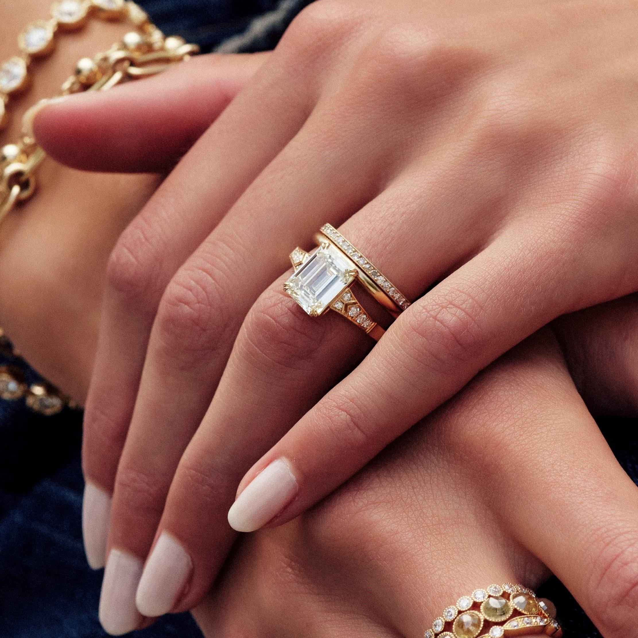 Handcrafted Lorraine Emerald Cut Diamond Ring by Single Stone In New Condition In Los Angeles, CA