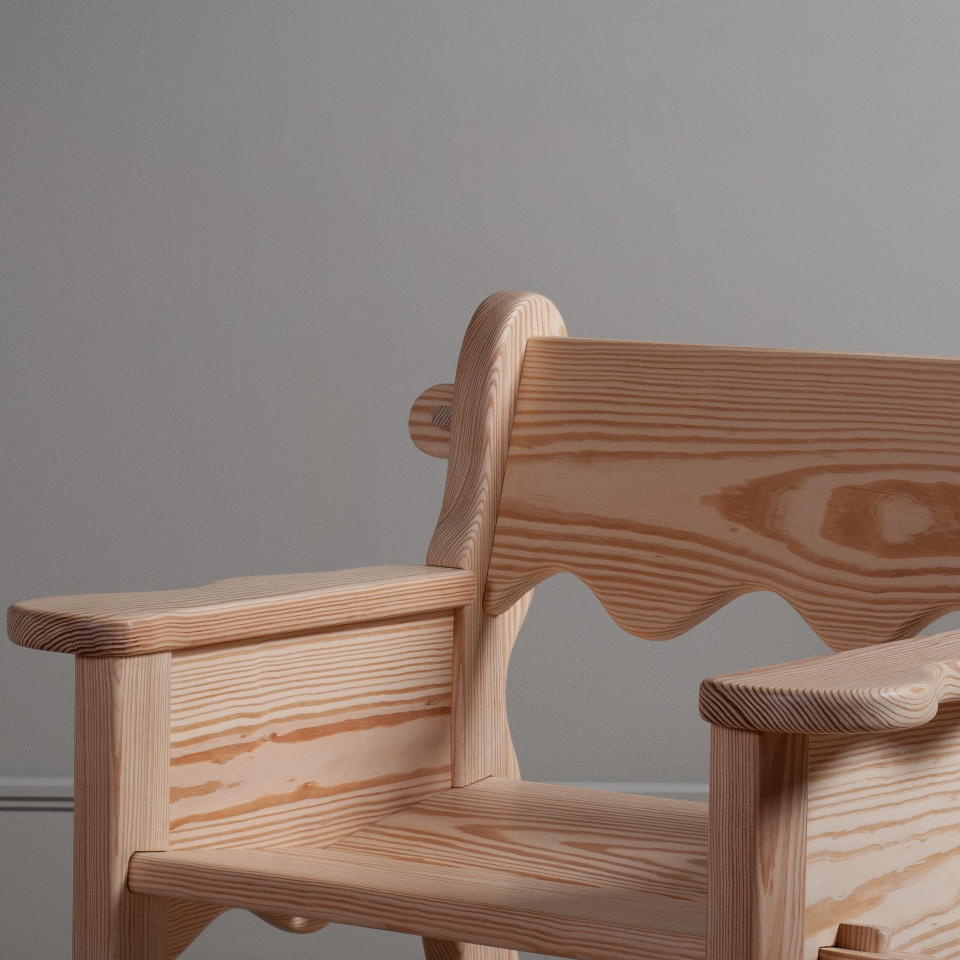 Pine Handcrafted Lounge Chair For Sale