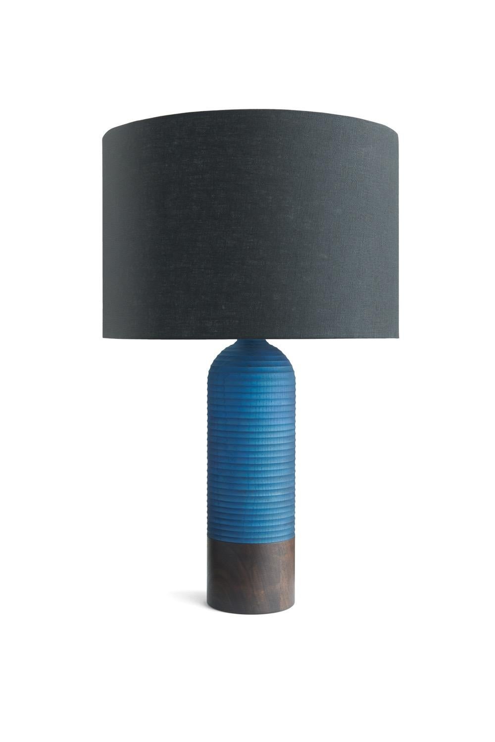 Modern Handcrafted Magnum Lamp of Graphite Ash and Walnut For Sale