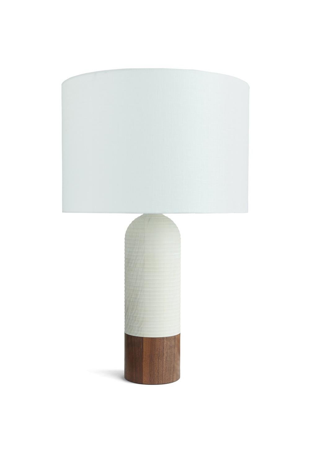 American Handcrafted Magnum Lamp of Indigo Ash and Walnut For Sale