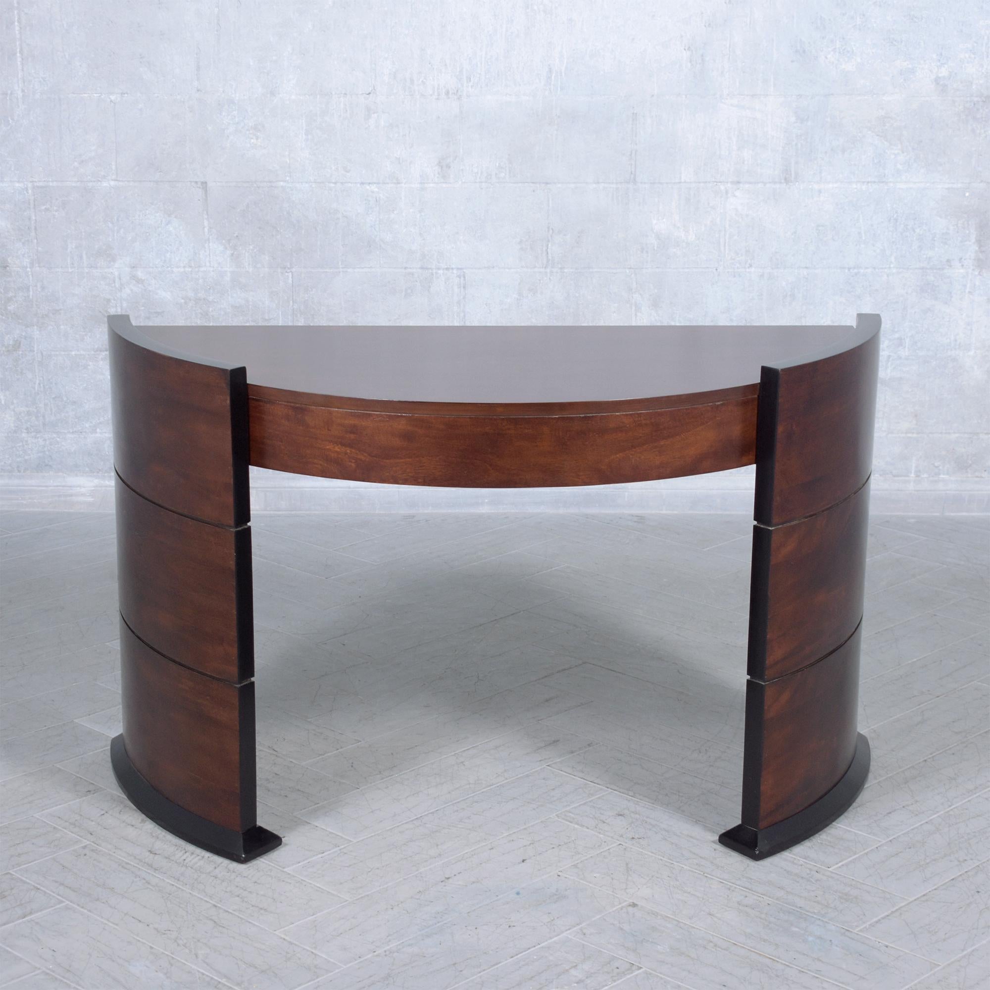 Handcrafted Mahogany-Stained Modern Desk with Ebonized Accents 9