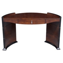 Handcrafted Mahogany-Stained Modern Desk with Ebonized Accents