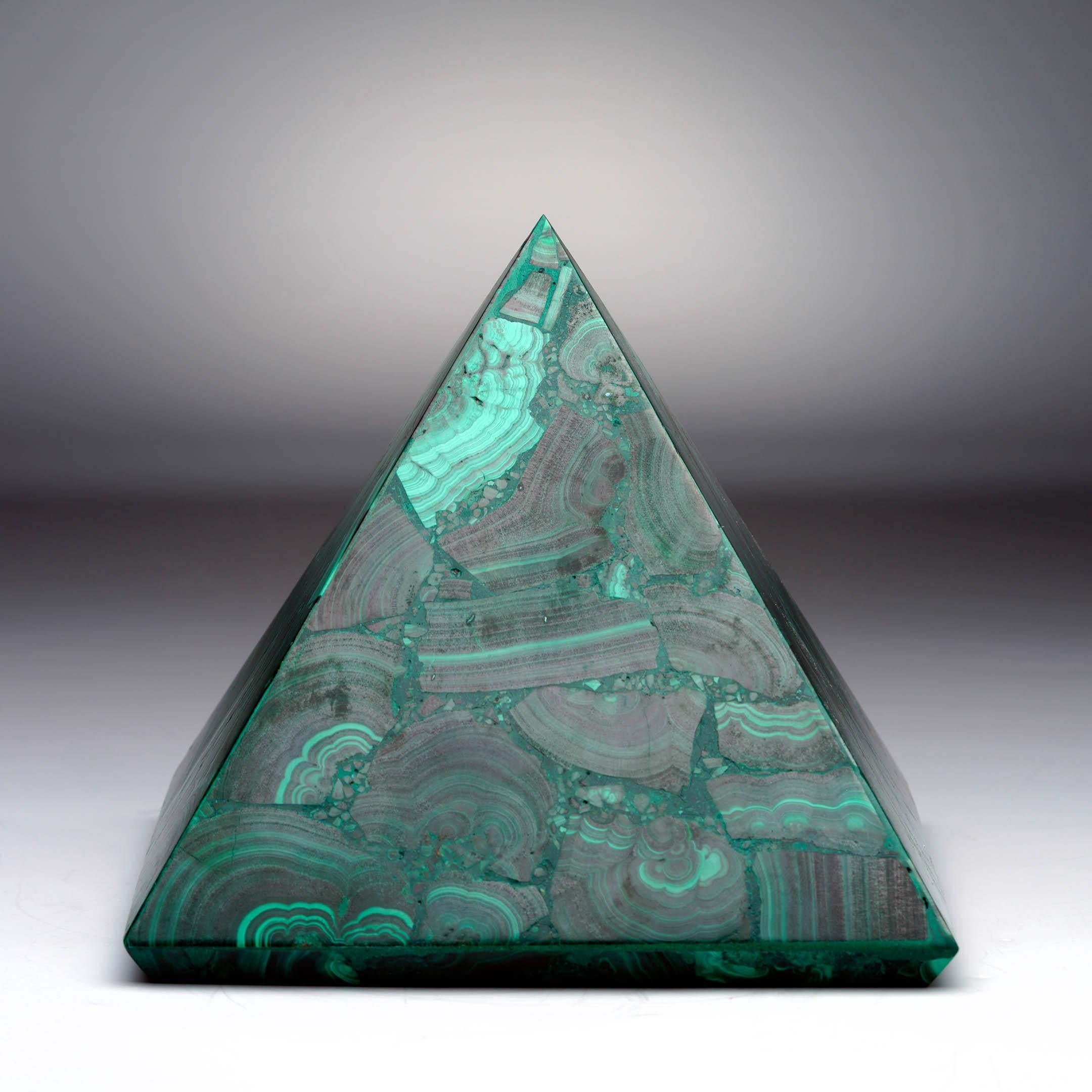 Congolese Handcrafted Malachite Pyramid For Sale