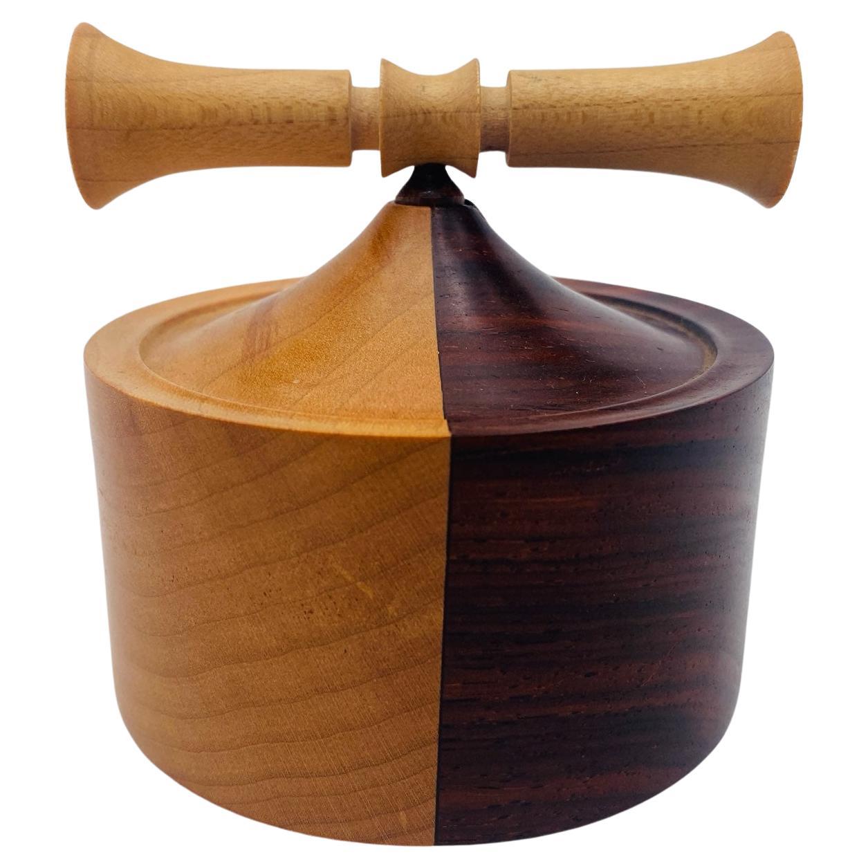 Handgefertigte Vase aus Ahorn und Cocobolo Holz Signiert im Angebot