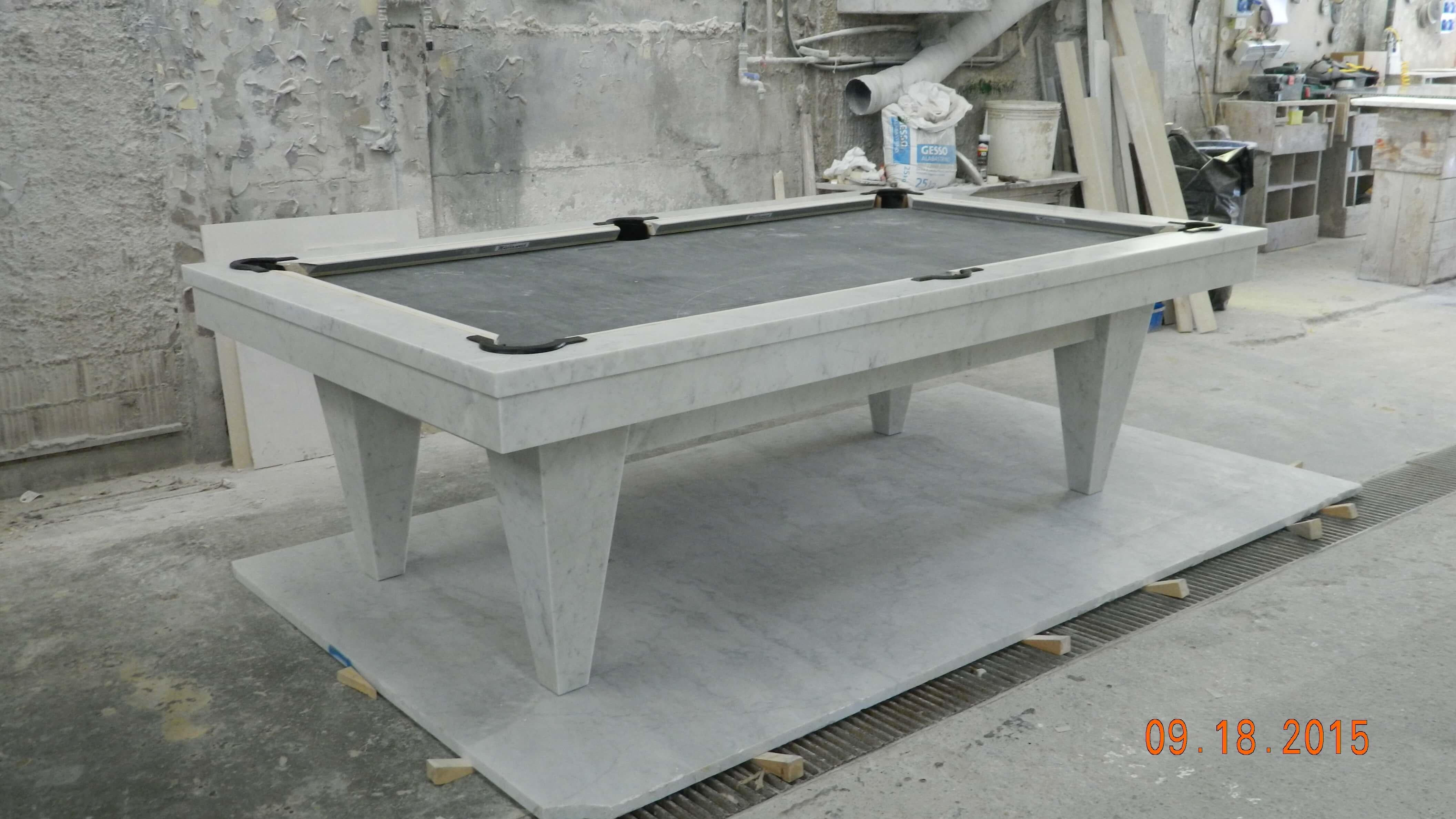 Looking for the ultimate centerpiece for game room or library from the artisans at Blatt Billiards? Consider a magnificent work of art in stone.

Sourced from the very same Tuscan stone quarry that Michelangelo used to create “David”, this