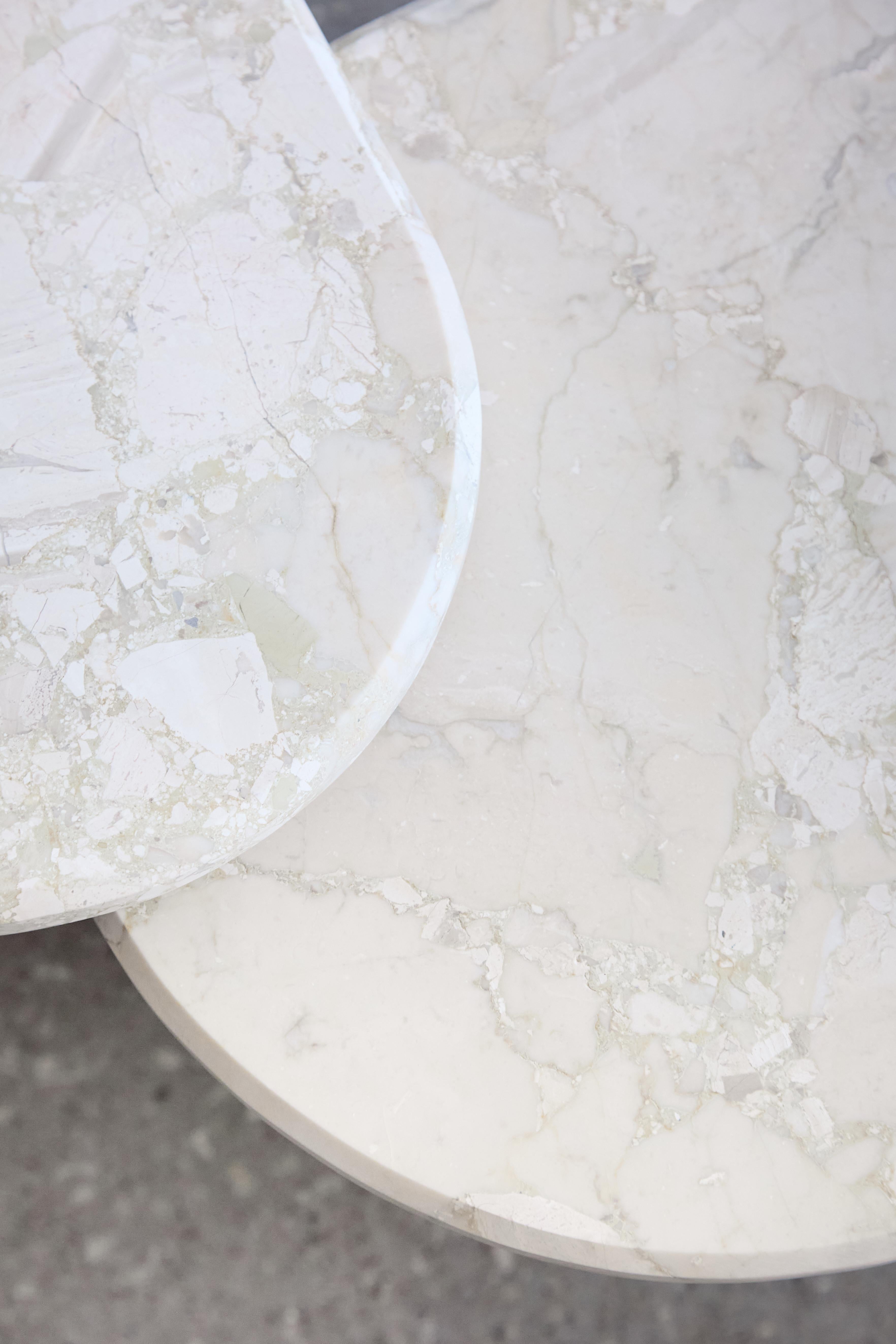 Organic Modern Handcrafted Marble & Blackened Oak Large Nesting Table by Mary Ratcliffe Studio For Sale