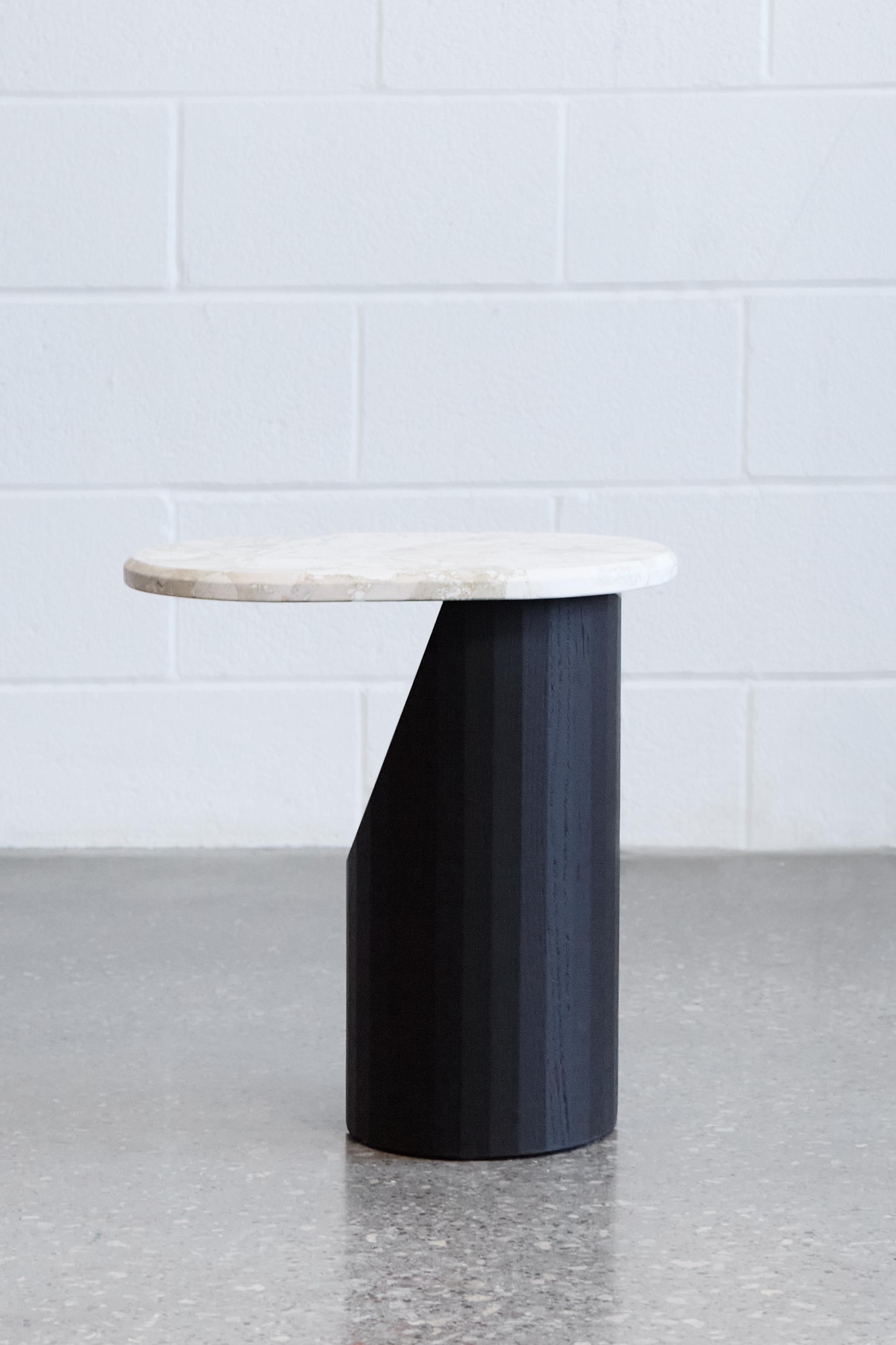 Canadian Handcrafted Marble & Blackened Oak Small Nesting Table by Mary Ratcliffe Studio For Sale