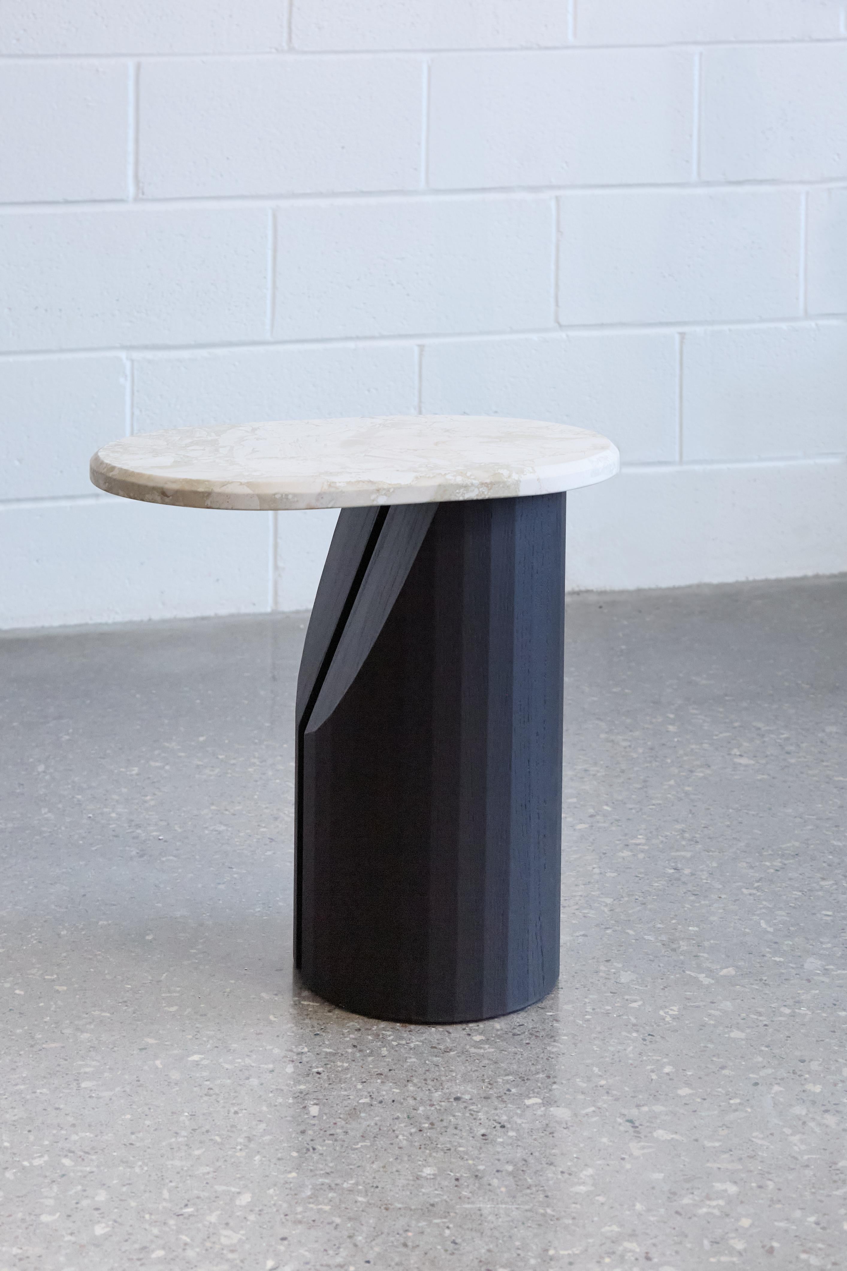 Handcrafted Marble & Blackened Oak Small Nesting Table by Mary Ratcliffe Studio In New Condition For Sale In Toronto, ON