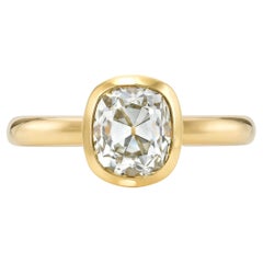 Handcrafted Marni Antique Cushion Cut Diamond Ring by Single Stone