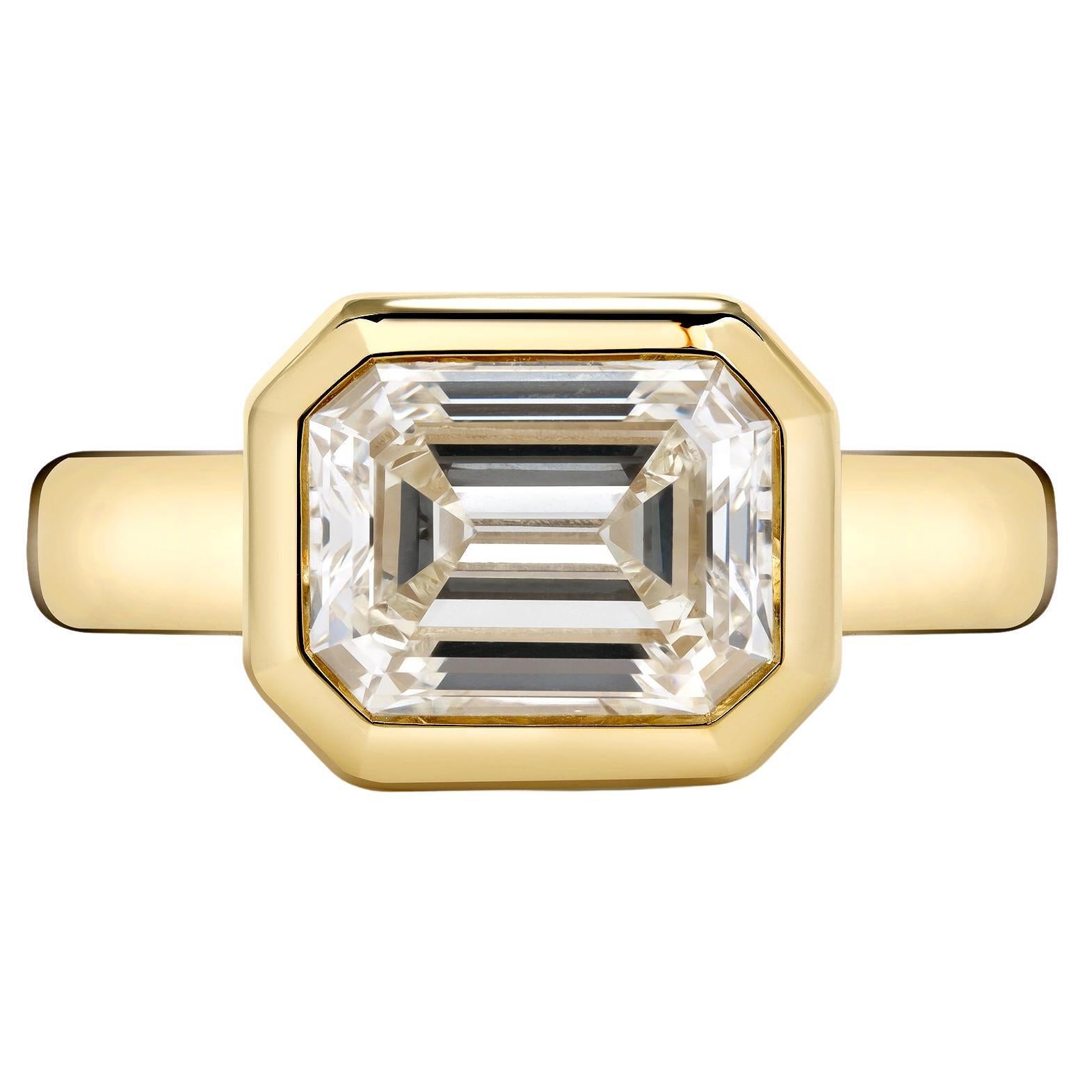 Handcrafted Marni Emerald Cut Diamond Ring by Single Stone For Sale