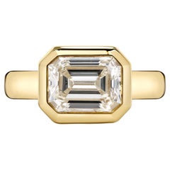Handcrafted Marni Emerald Cut Diamond Ring by Single Stone