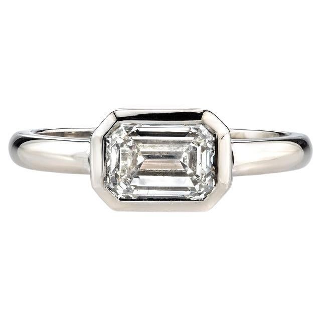 Handcrafted Marni Emerald Cut Diamond Ring by Single Stone