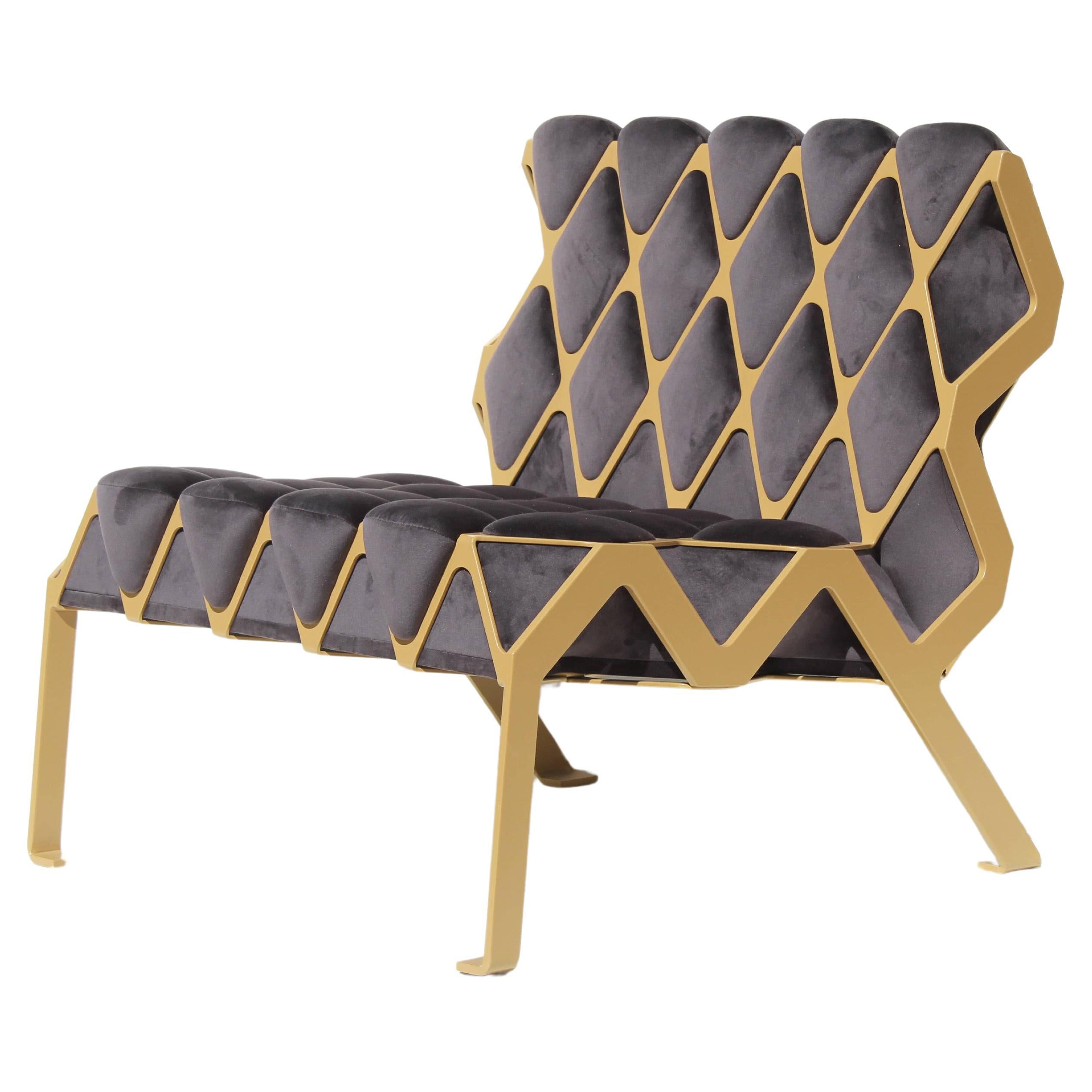 Handgefertigter Matrice-Stuhl aus Stahl und Samt von Tawla