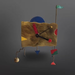Handcrafted Memphis style desk clock made from copper, Netherlands 1980s