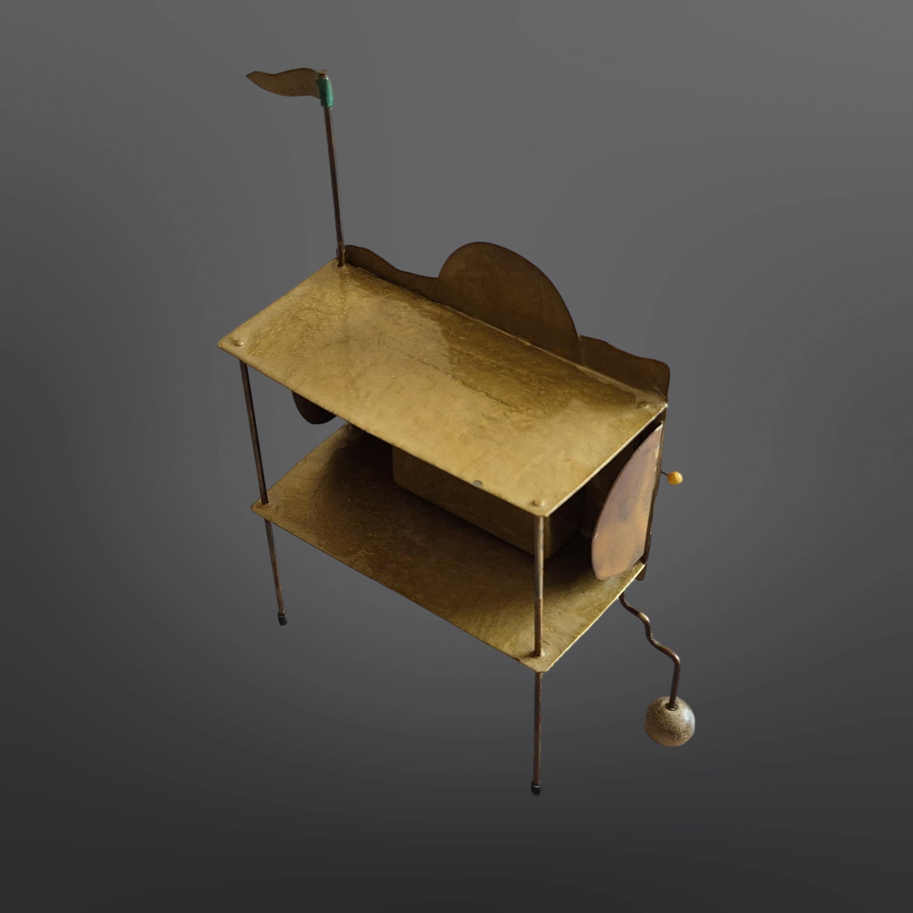 Hand-Crafted Handcrafted Memphis style desk clock made from copper, Netherlands 1980s For Sale
