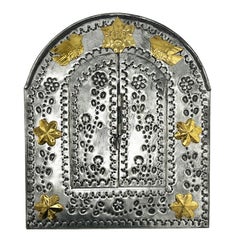 Miroir mexicain artisanal en étain avec portes ouvrantes Art populaire de Santa Fe