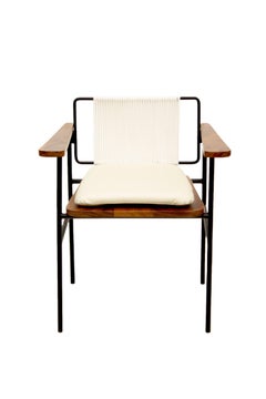 Handcrafted Mid-Century Mita Armchair, Tropical Parota Wood & Outdoor Pad