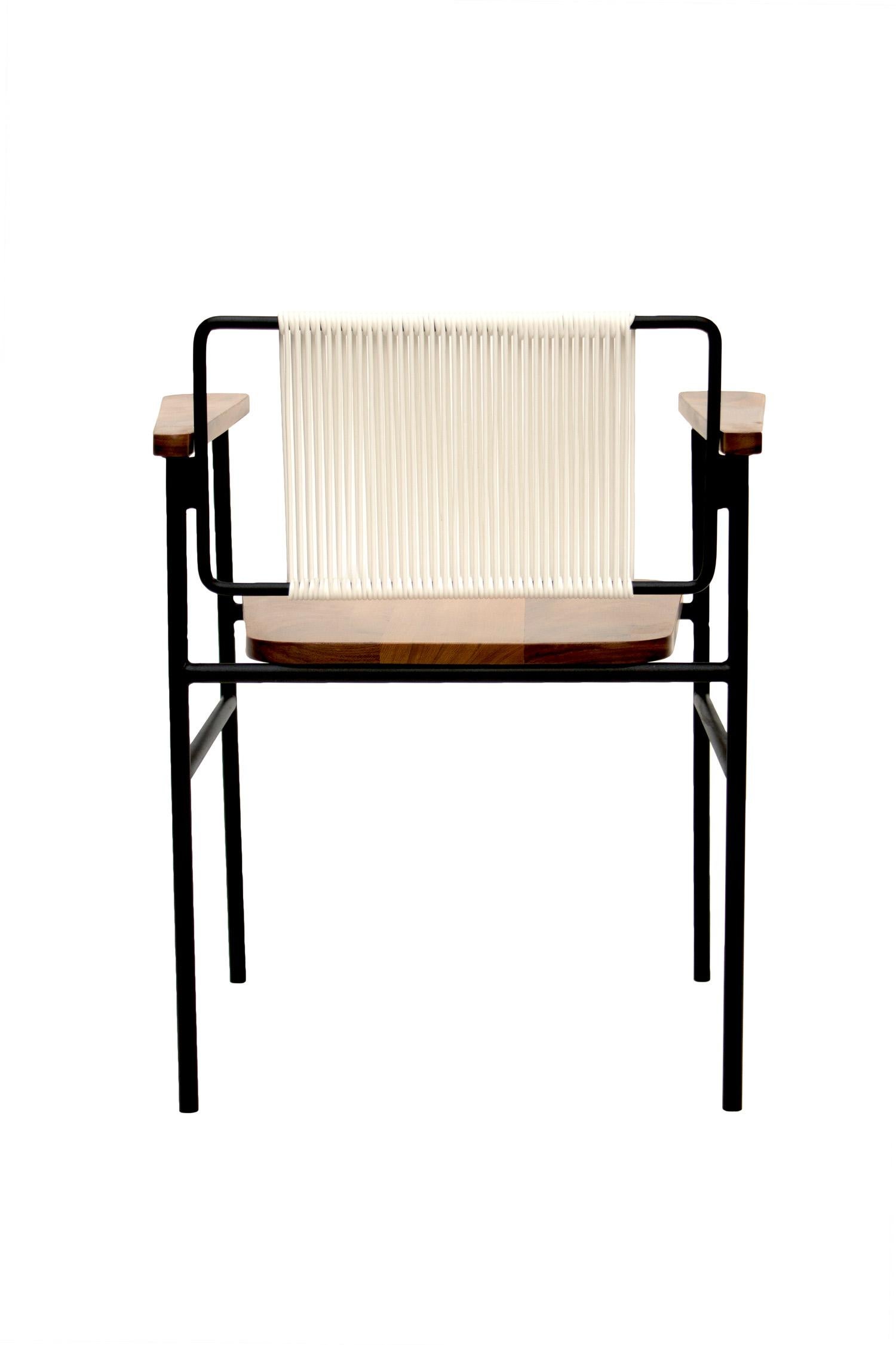 Mexican Handcrafted Mid-Century Mita Armchair, Tropical Parota Wood & Outdoor Pad For Sale