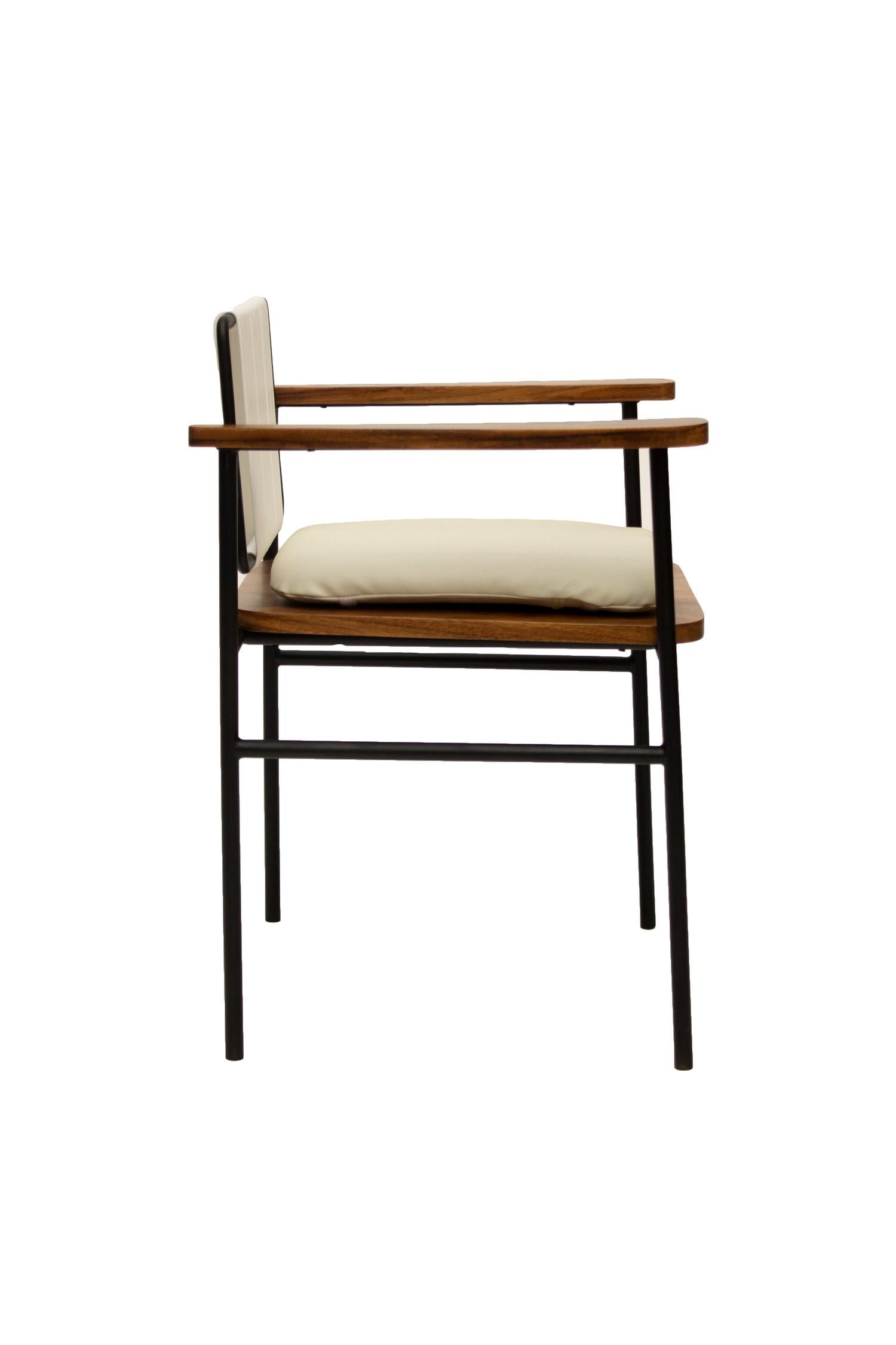 Hand-Crafted Handcrafted Mid-Century Mita Armchair, Tropical Parota Wood & Outdoor Pad For Sale