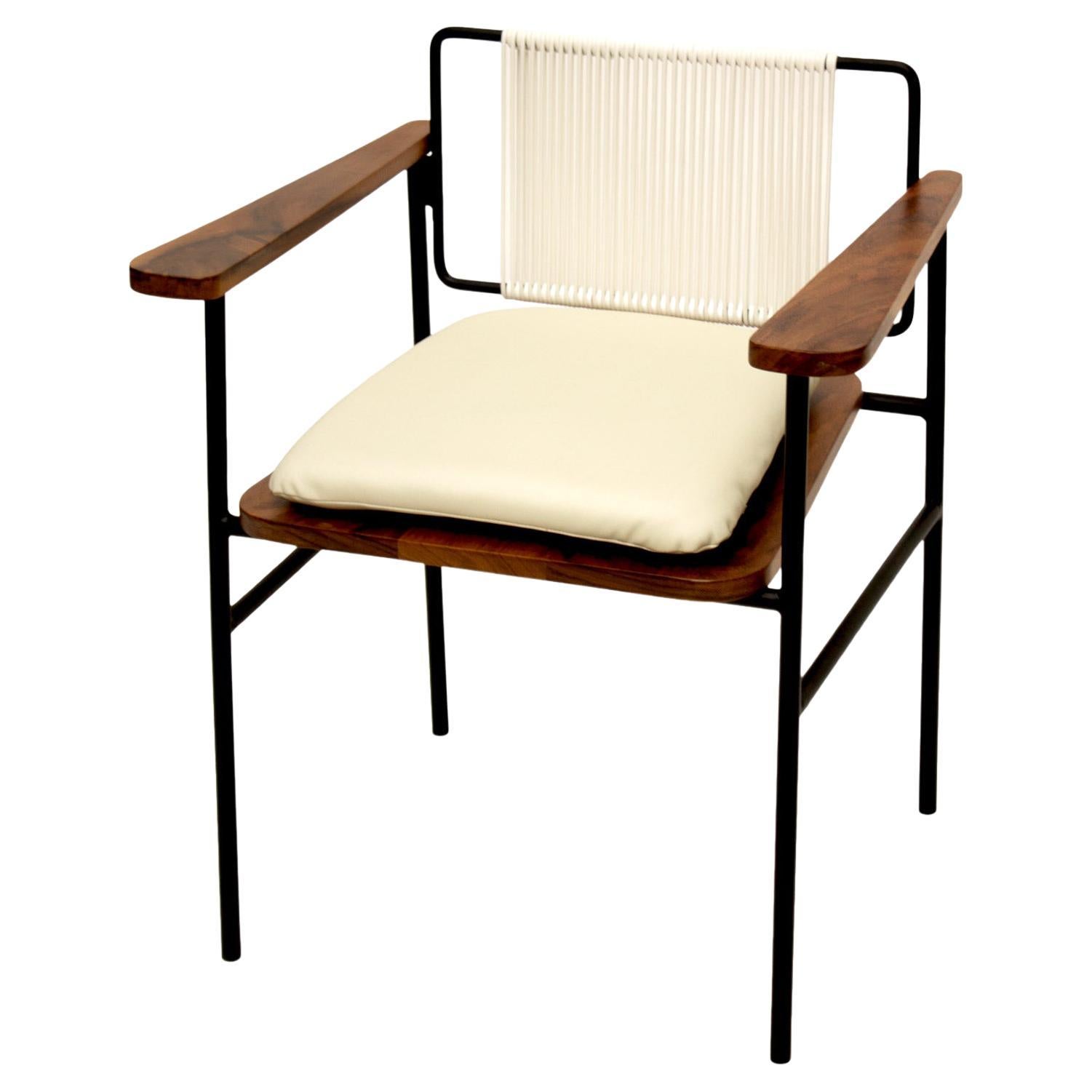 Handcrafted Mid-Century Mita Armchair, Tropical Parota Wood & Outdoor Pad For Sale