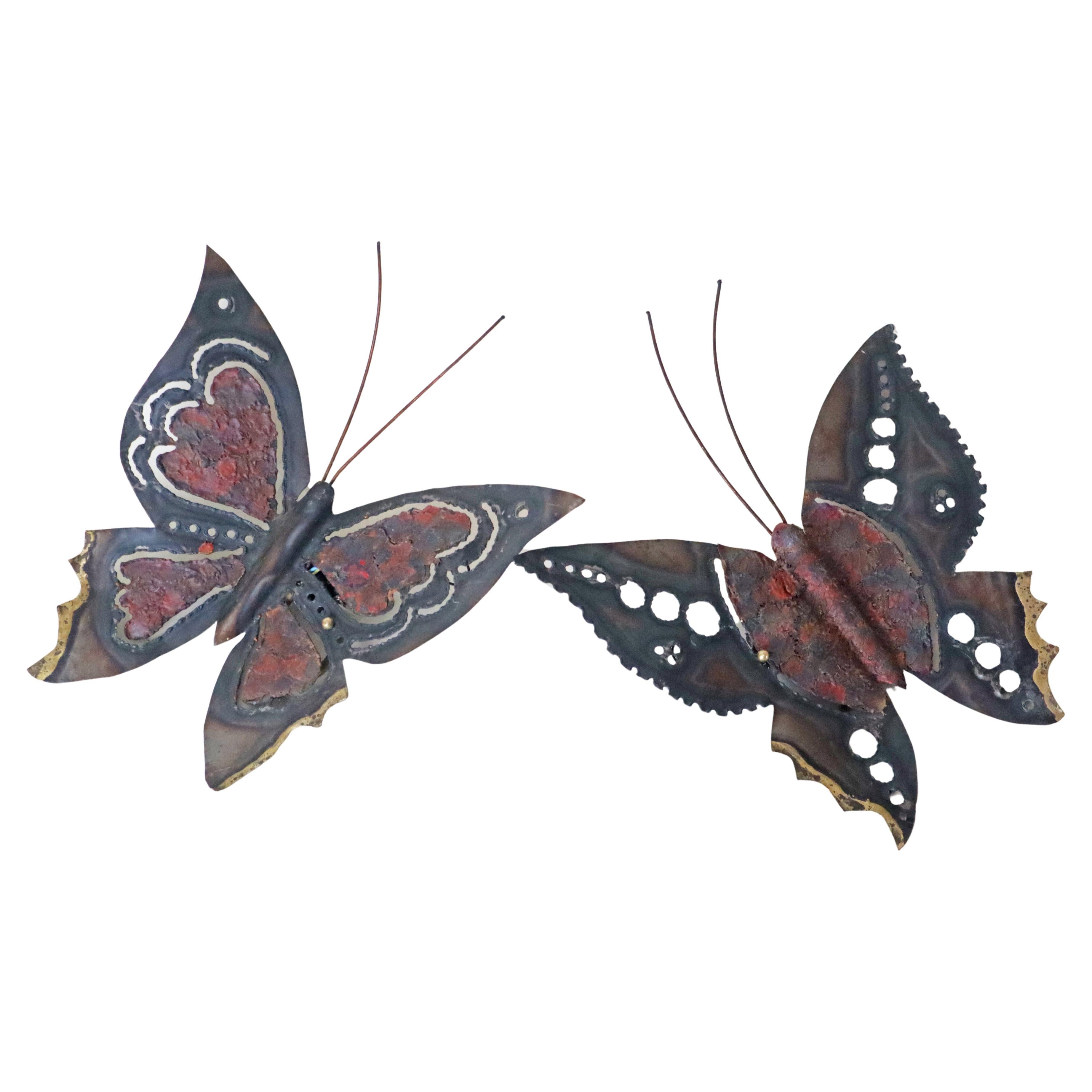 Handcrafted Mid-Century Modern Butterfly Wall Lights, Metal, 1970s
