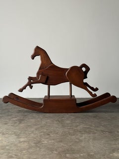 Handcrafted Mid-20th Century Sculptural Pine Rocking Horse