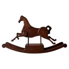 Handcrafted Mid-20th Century Sculptural Pine Rocking Horse