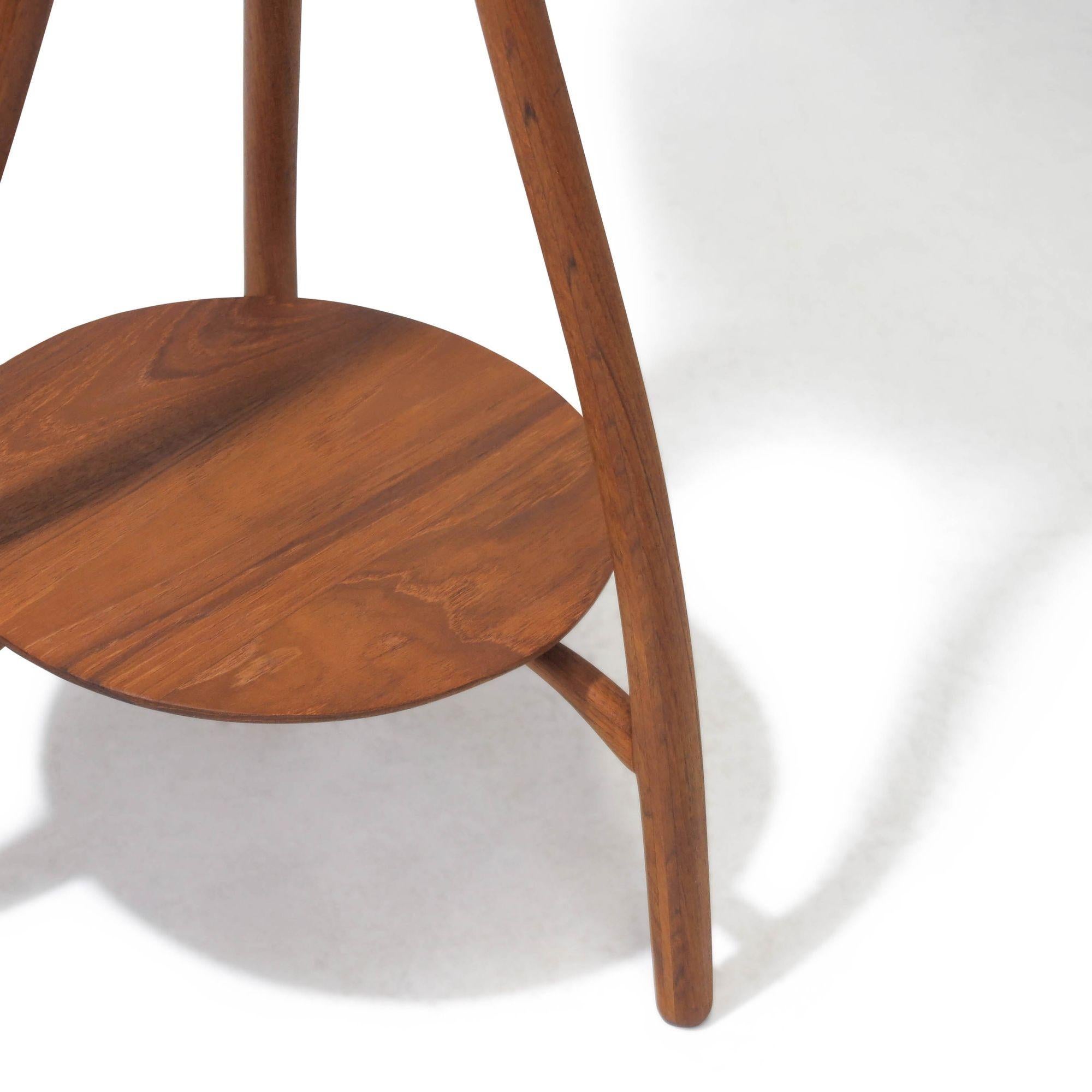 Handcrafted Mid-century Solid Teak Plant Stand In Excellent Condition In Oakland, CA