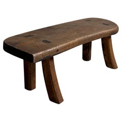 Antique Handcrafted Midcentury Stool, Wabi Sabi Style, Scandinavia, 1960s