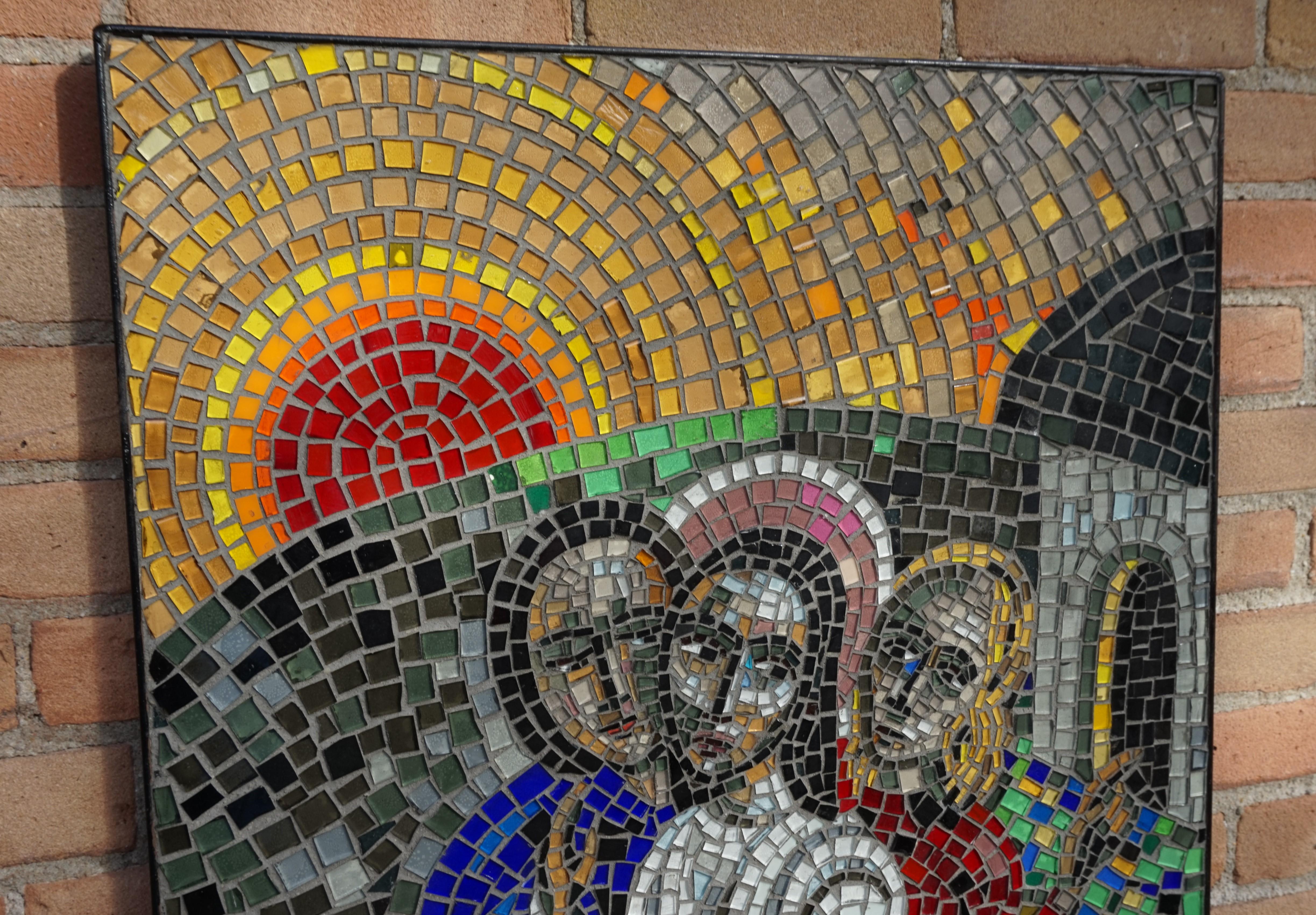 Handcrafted Midcentury Glass Mosaic Picture of Resurrection of Jesus in Frame 3