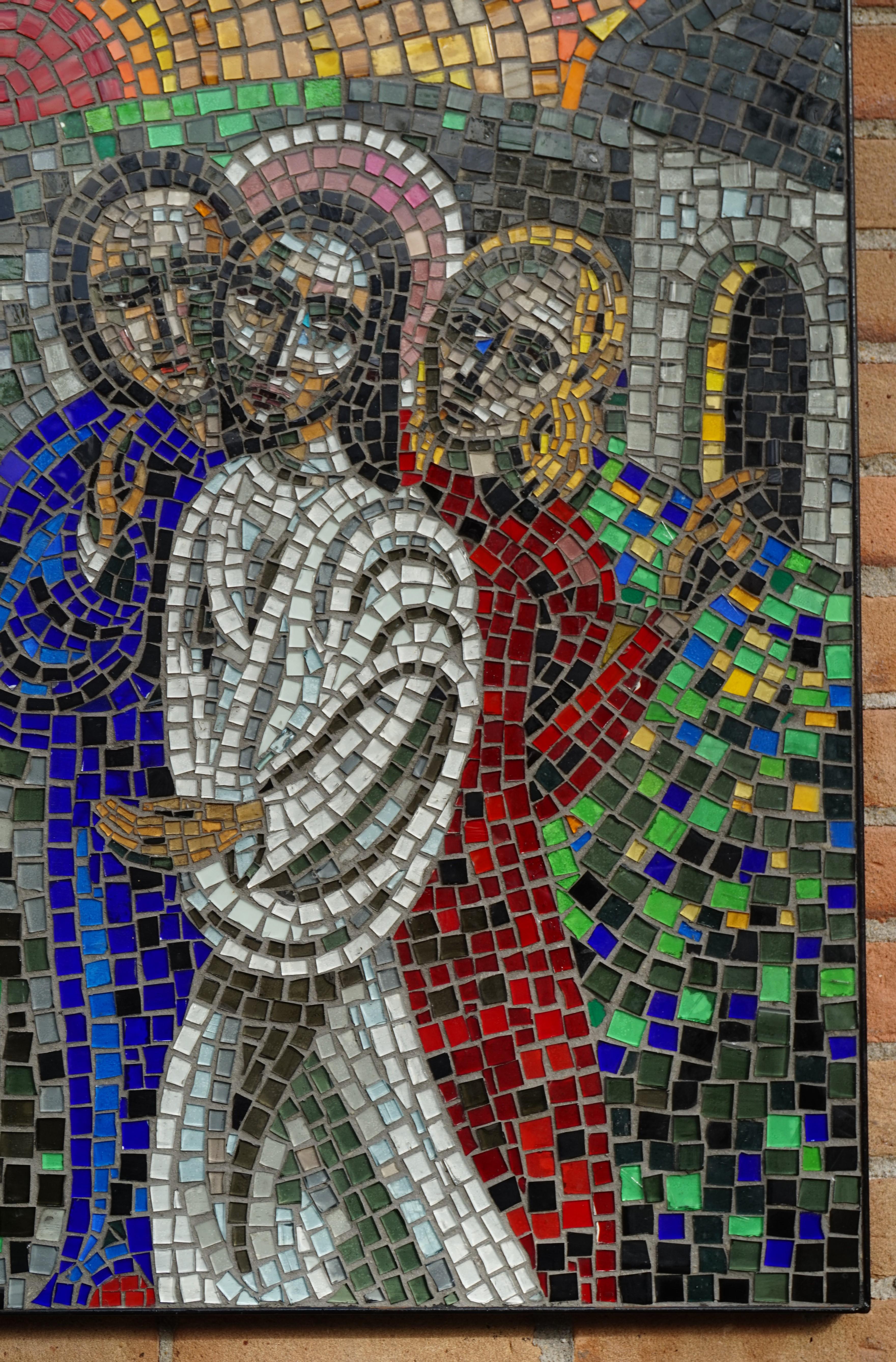 Handcrafted Midcentury Glass Mosaic Picture of Resurrection of Jesus in Frame 5