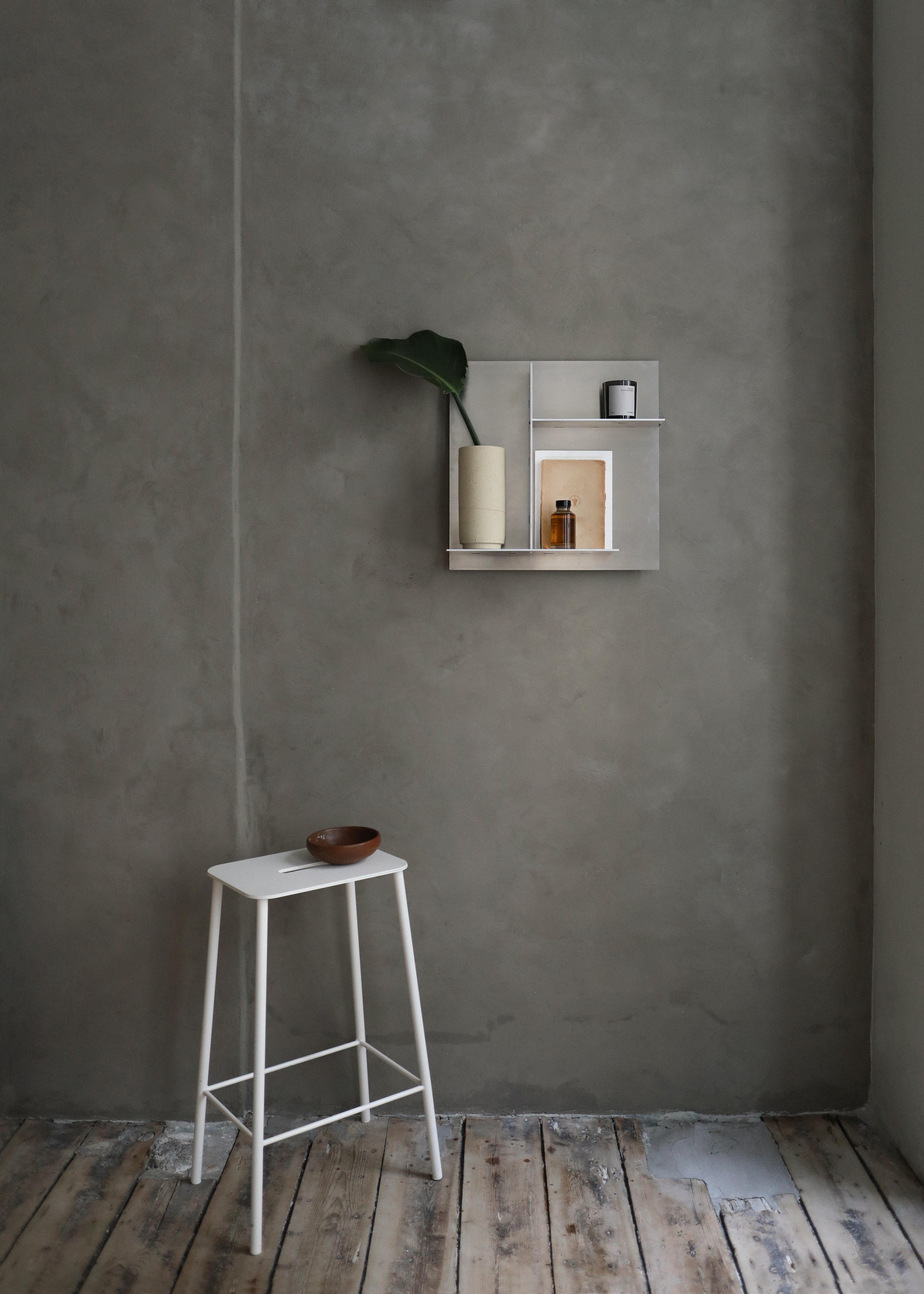 Lithuanian Scandinavian Handcrafted Minimal Design in Riveted Aluminium Wall Shelf.