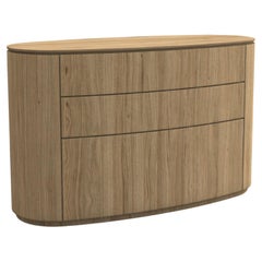Commode ovale minimaliste fabriquée à la main en chêne moka