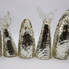 Handgefertigte Fisch-Skulptur aus verspiegeltem Glas, Tischset, 1980