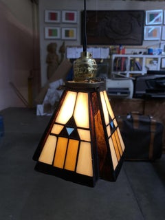 Handcrafted Mission Style Stain Leaded Glass Shade, 2 Available