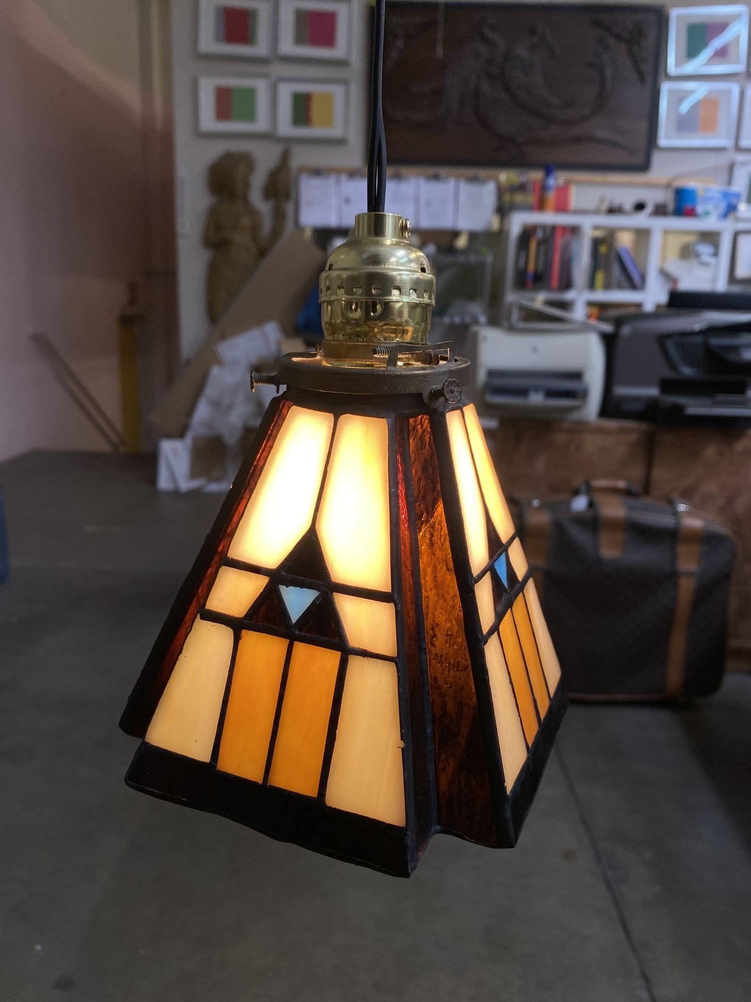 mission style stained glass lamp