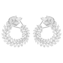 Handgefertigte C-Hoop-Ohrringe mit gemischtem Schliff (5,59 Karat) aus massivem Weißgold (14 K)