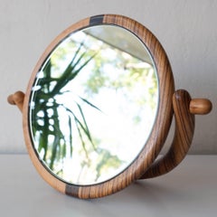 Miroir de table en bois mélangé fabriqué à la main, années 1960