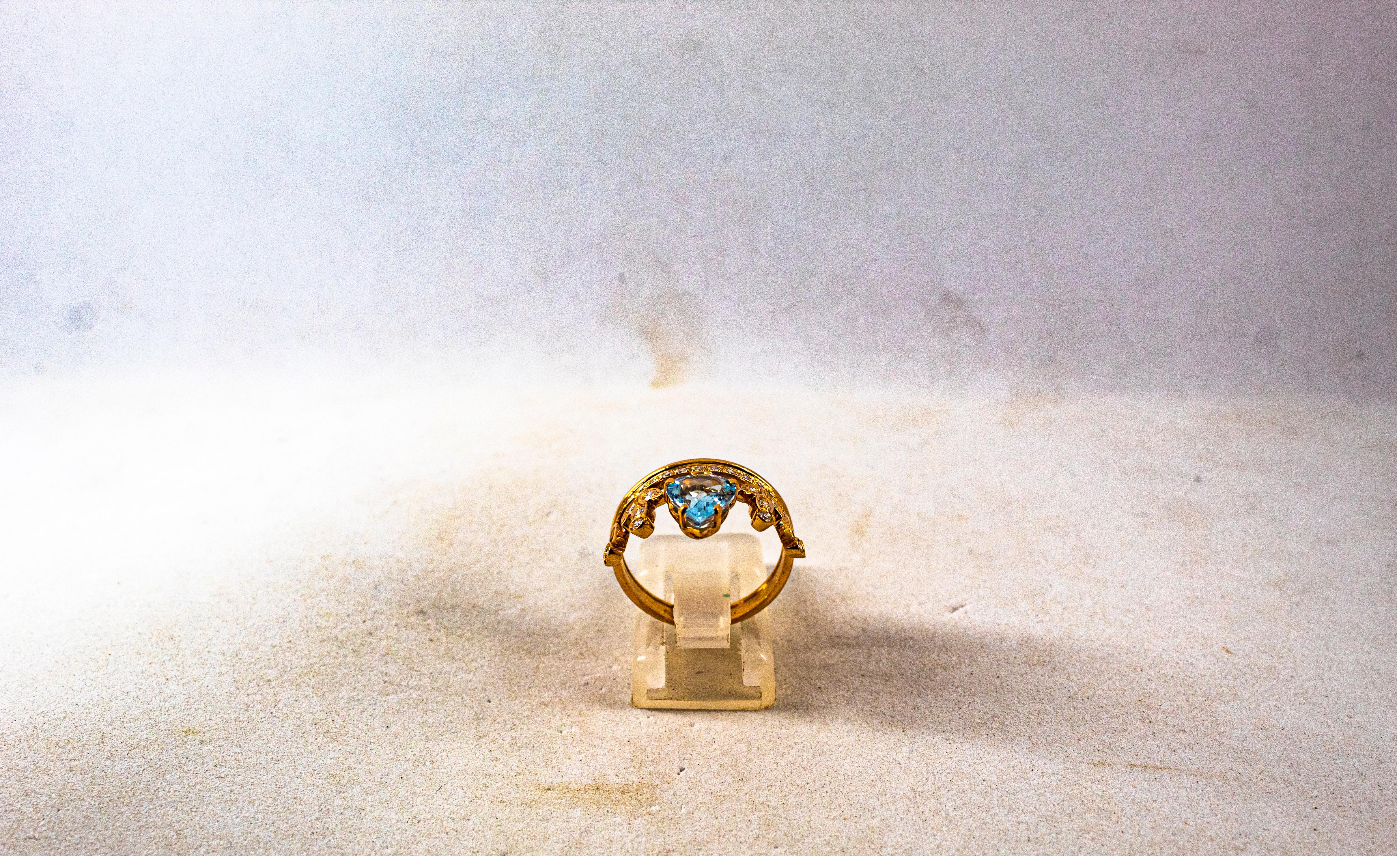 Handcrafted Modern 1.75 Carat White Diamond Aquamarine Rose Gold Engagement Ring 1