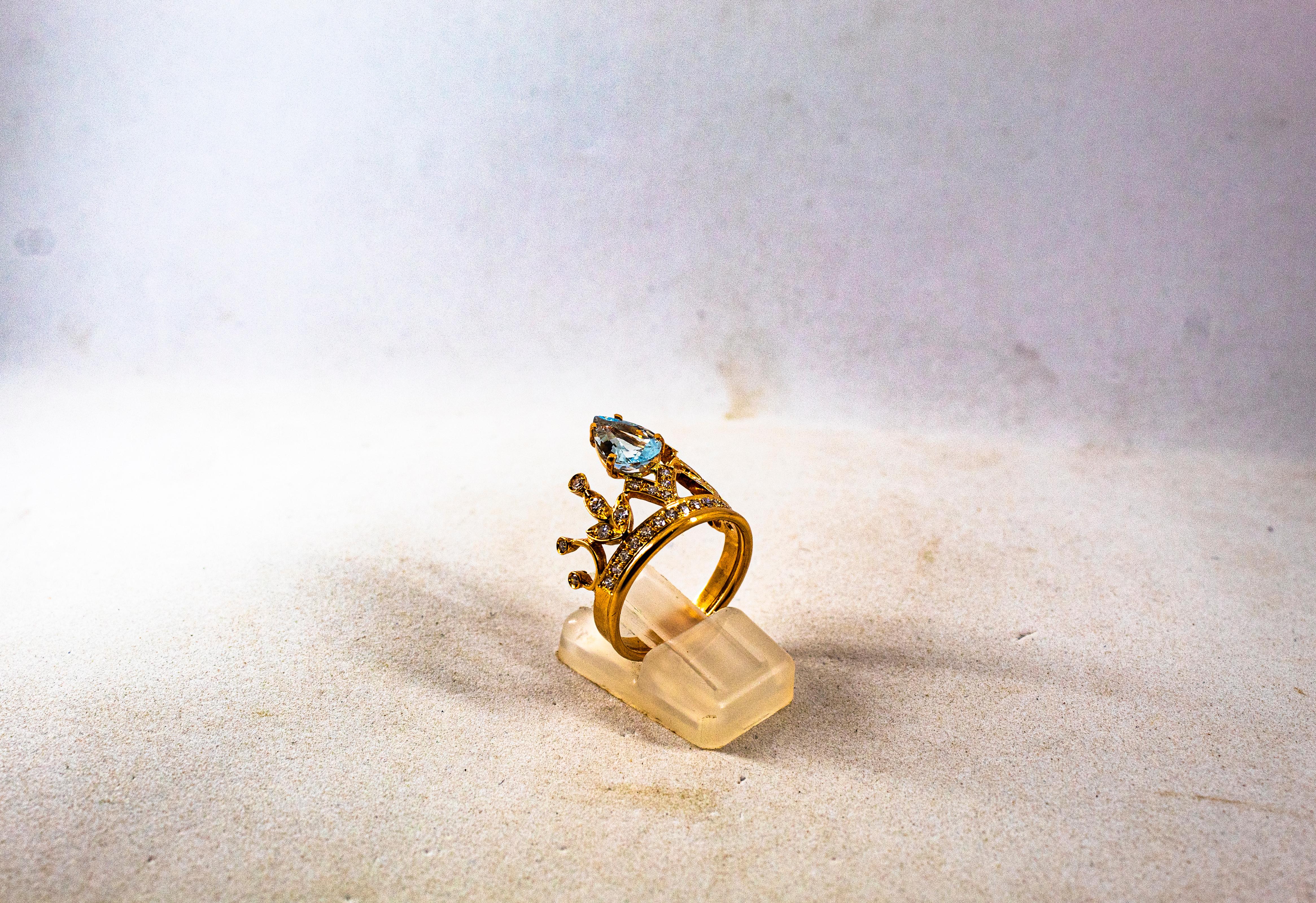 Handcrafted Modern 1.75 Carat White Diamond Aquamarine Rose Gold Engagement Ring 2