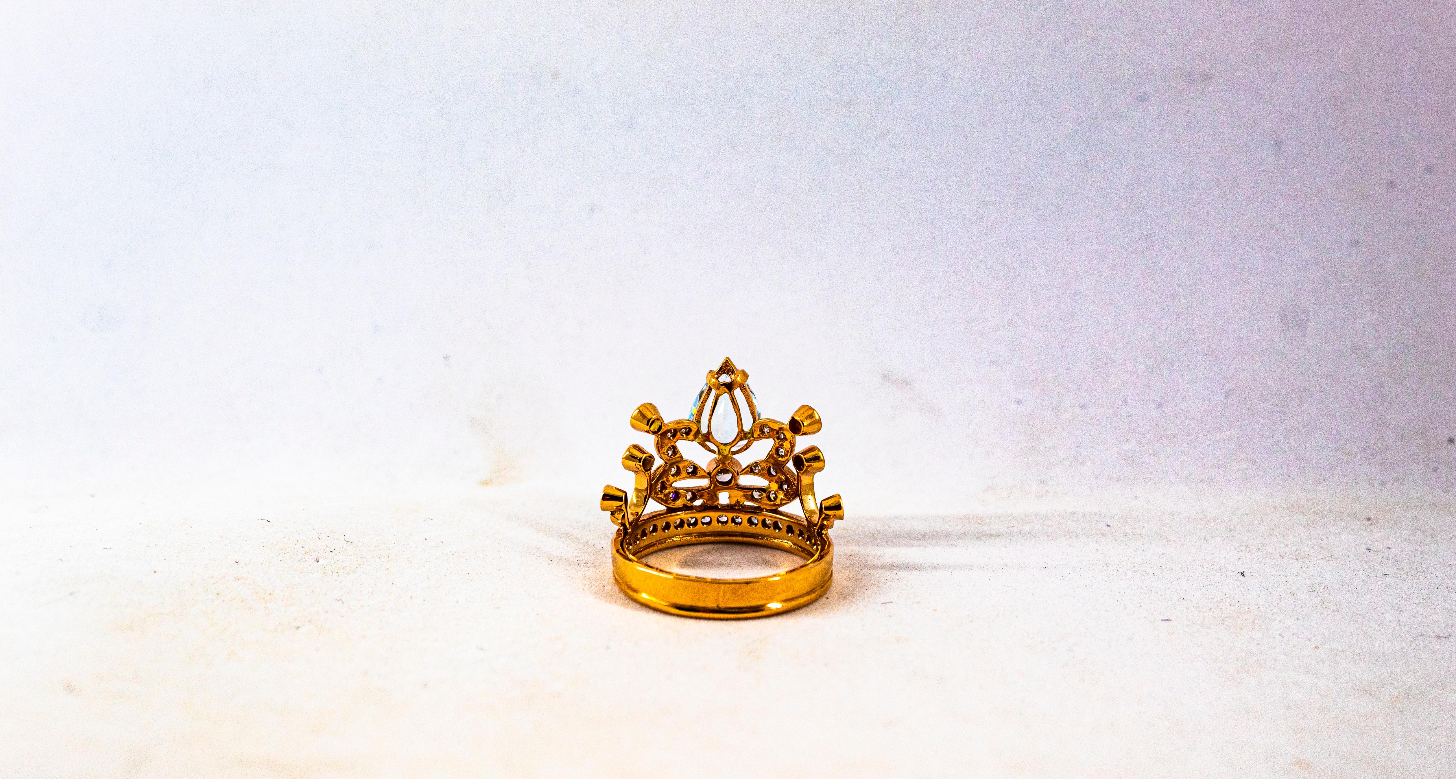 Handcrafted Modern 1.85 Carat White Diamond Aquamarine Rose Gold Engagement Ring 6