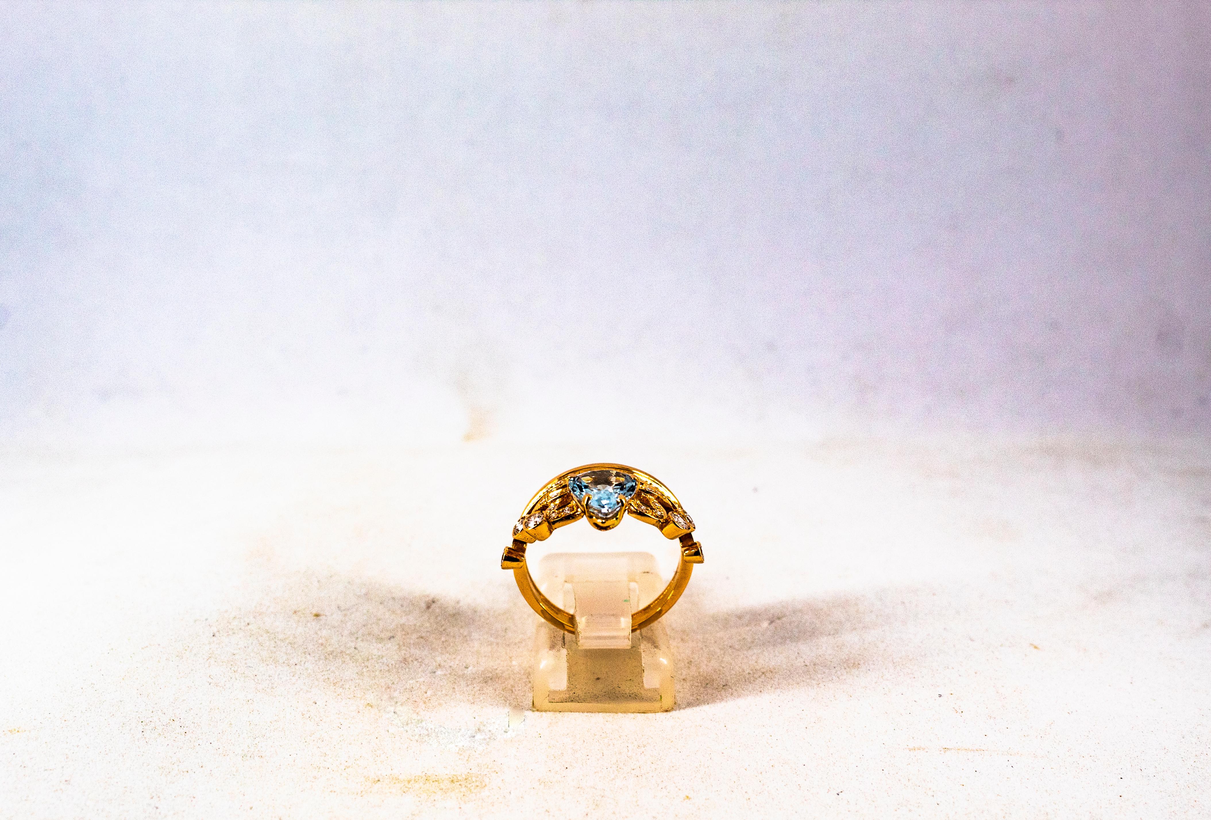 Handcrafted Modern 1.90 Carat White Diamond Aquamarine Rose Gold Engagement Ring For Sale 2