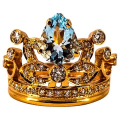Handcrafted Modern 1.90 Carat White Diamond Aquamarine Rose Gold Engagement Ring