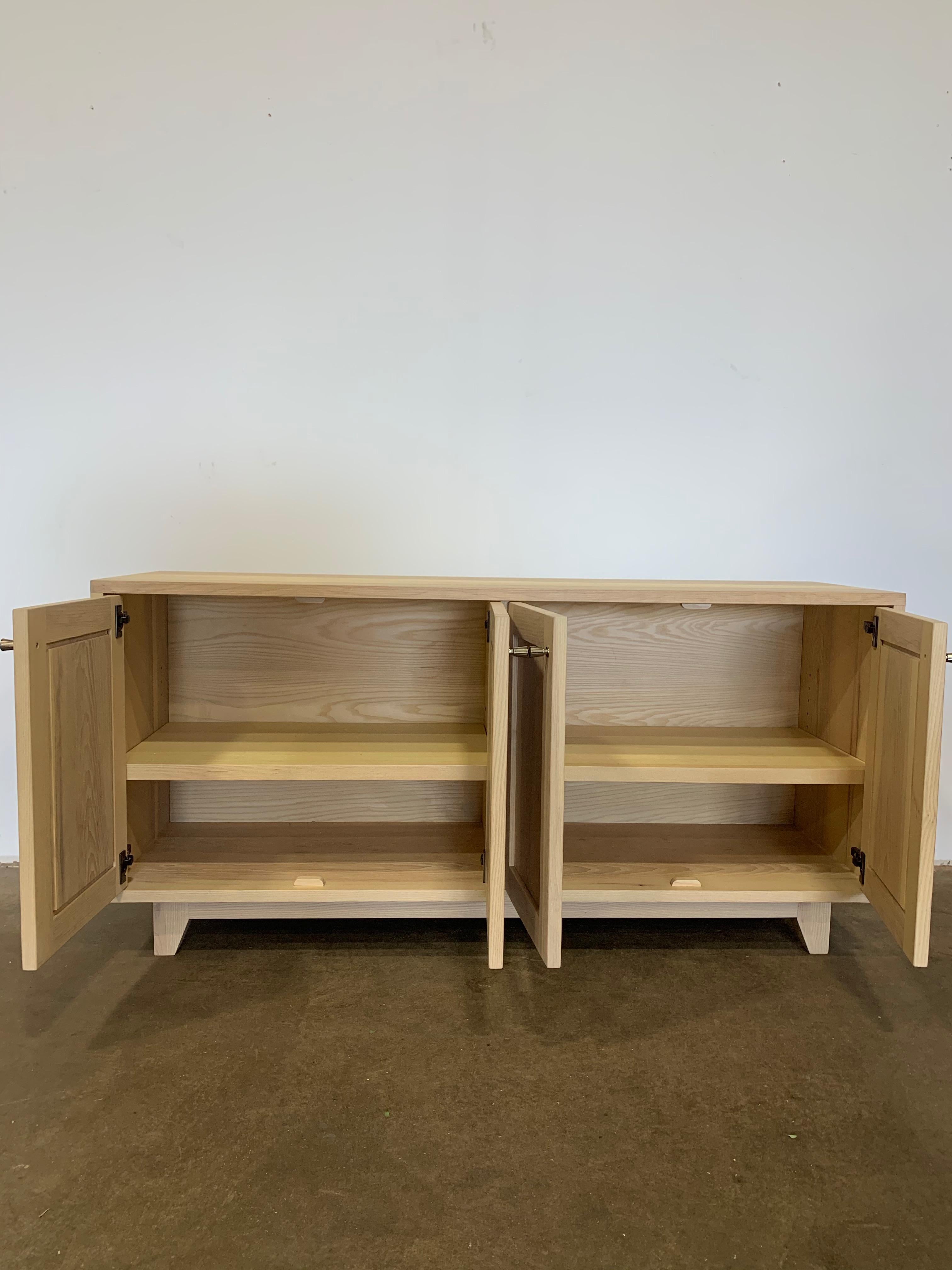 Bleached Handcrafted Modern Ash Sideboard with White Washed Finish