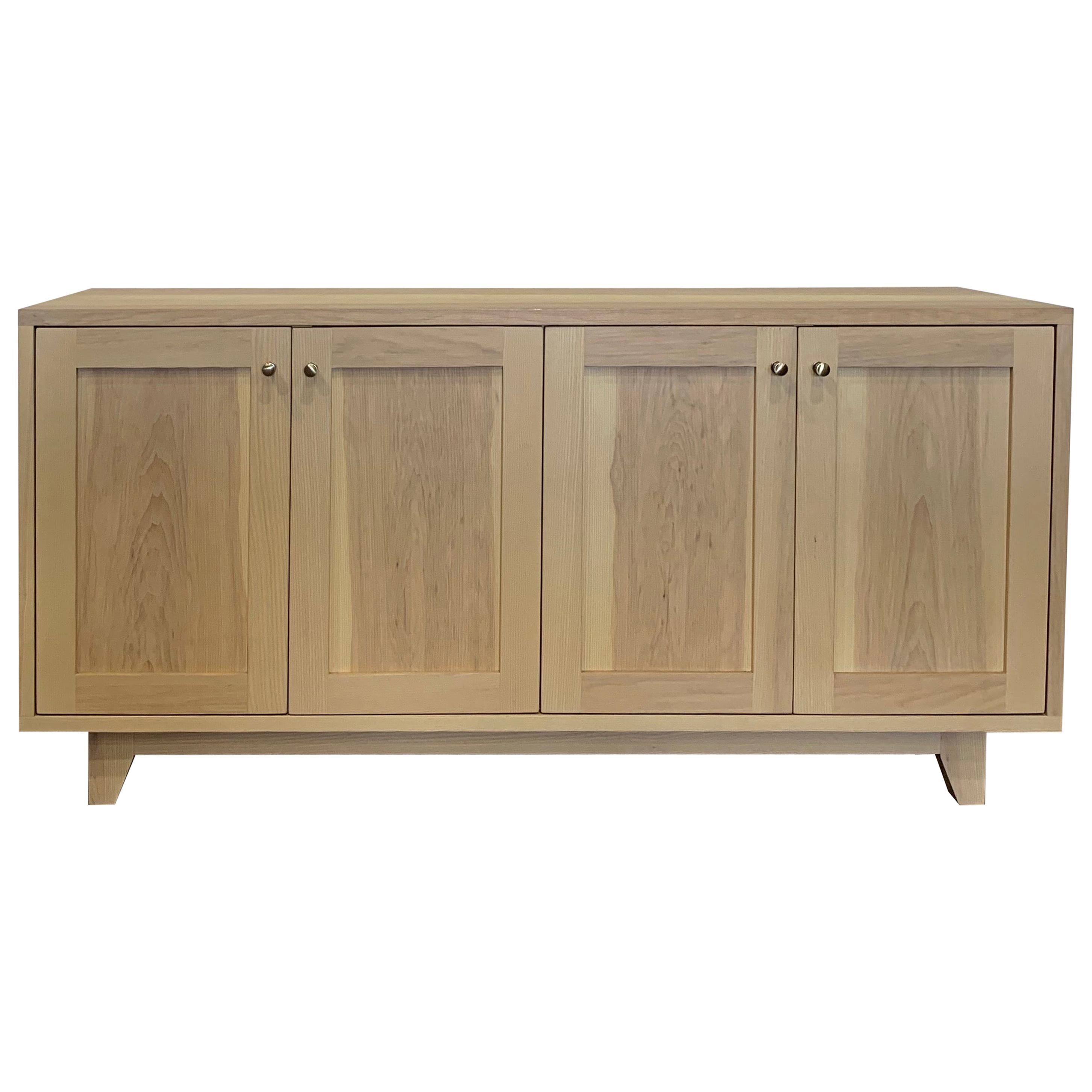 Handcrafted Modern Ash Sideboard with White Washed Finish