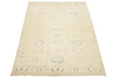 Handgefertigter moderner übergroßer Khotan-Wollteppich in Beige