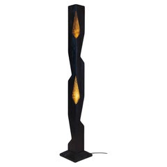 Geometric Sculptural Solid Wood Floor Lamp Curated Light Handmade ORIGIN Black