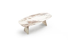 Handcrafted Modern Oval Dining Table in Premium Sintered Ceramic, Minimalist Leg